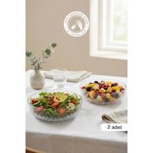 Glamis Selen Concept Mira model El Yapımı Cam Salata ve Meyve Kasesi 2'li Set
