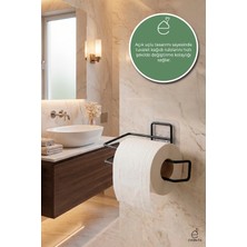 Evonita Yapışkanlı Tuvalet Kağıtlığı Minimal Mat Siyah Metal Kağıtlık Delmeden Montaj Banyo Askı