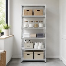 Rafburada 6 Katlı Galvaniz Çelik Raf - Depo, Arşiv, Kiler, Dosya, Market Rafı - 43x75 cm-200 cm-0.70 mm