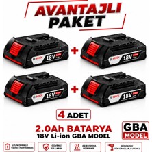 Bosch Gba 18V 2.0AH Li-Ion Batarya Akü 4'lü Set