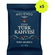 Moliendo Finest Coffee Moliendo Klasik Türk Kahvesi 100 g 5'li Paket Brezilya Menşeli Doğal Çikolata ve Karamel Lezzeti