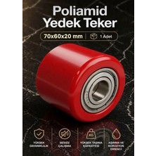 Emes VBP706020 Bilyalı Döküm Üstü Poliüretan Rulmanlı Kırmızı Transpalet Yedek Teker 70X60X20