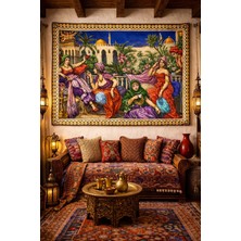 Vintage Serisi Kahveci Güzeller Duvar Halısı Duvar Örtüsü Wall Tapestry