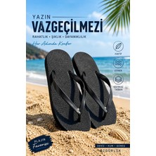 Kadın Siyah Basic Rahat Acıtmaz Parmak Arası Plaj Terlik Flip Flok Yazlık Deniz Havuz Eva
