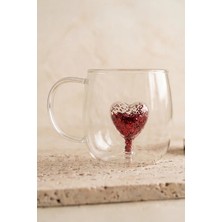 Kitchen Life 450 ml Love Serisi Kalp Figürlü Borosilikat Cam Kulplu Kupa