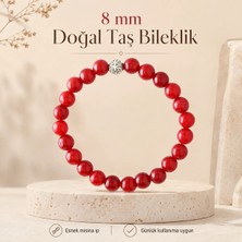 Perlavita Kırmızı Akik Doğal Taş Boncuk Bileklik Uniseks Model