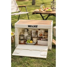 Walke Campbox Katlanabilir Kamp Masası ve Saklama Kutusu 50X38 cm Ahşap Kapaklı