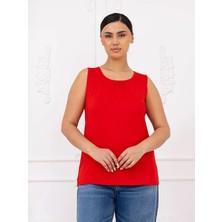 Kozz Style Kadın Geniş Beden Viskon Askılı Bluz Kırmızı