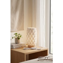 Minihome AV-334 Dalga Desenli Ahşap Tabanlı Masa Lambası 3 Farklı Renk Işıklı USB Girişli Abajur Gece Lambası