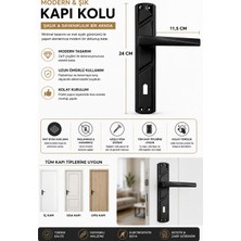 Gümüş Lüx Prizma Aynalı Kapı Kolu ( Oda ) Mat Siyah