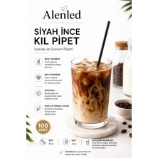 Alenked Siyah Ince Kıl Pipet 4X19 cm Içecek ve Sunum Pipeti 100 Adet