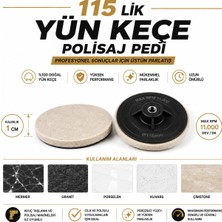 Mays Yün Keçe Polisaj Diski 115 mm | M14 Vidalı Mermer Parlatma ve Cilalama Keçesi | Doğal Yün Parlatma Diski
