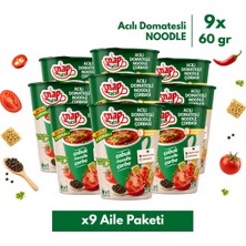 Snap Eats Noodle | Acılı Domatesli Bardak Noodle | 60 gr | 9'lu Aile Paketi