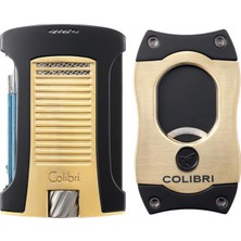 Colibri Daytona Gold-Siyah Tek Torch Çakmak & Gold S Cut Premium Puro Seti - Clb-7