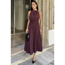 Gülseli Kadın Yakası Boncuklu Bel Lastikli Elbise P-00022908