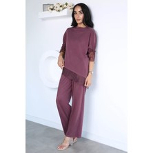 Gülseli Dantel Detaylı Bluz Pantolon Kubra Modal Ikili Takım P-00022940