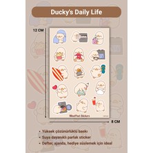 MindPad Studio 4'lü Sevimli Ördek Ducky'nin Günlüğü Sticker Seti - 8X12 cm Suya Dayanıklı Parlak Çıkartma, Ajanda, Bullet Journal, Defter Süsleme