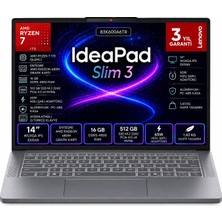Lenovo Ideapad Slim 3 Amd Ryzen 7 170 Cpu 16 GB 512 GB Amd Radeon 680 M 14 Inç Wuxga IPS  83K600A6TR