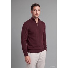 DeFacto Standart Fit Normal Kesim Dik Yaka Yarım Fermuarlı Basic Düz Triko Kazak A5184AX26AU