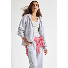 DeFacto Relax Fit Kapüşonlu Cepli Basic Fermuarlı Sweatshirt C1809AX26WN