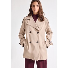 DeFacto Su İtici Regular Fit Smokin Yaka Kruvaze Kapamalı Twill Trençkot H1616AX26AU