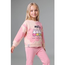 DeFacto %100 Pamuk Miffy Baskılı Sweatshirt Üst İspanyol Paça Pantolon Alt 2'li Takım Kız Bebek I2162A526AU