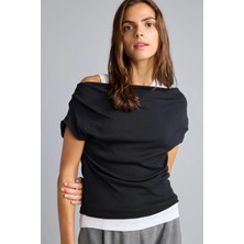 DeFacto %100 Pamuk Slim Fit Tek Omuzlu Ribana Kısa Kollu Tişört G9546AX26SP