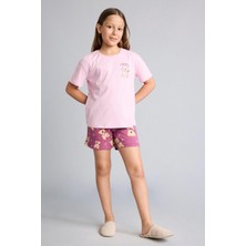 DeFacto %100 Pamuk Kpop - Demon Hunters Relax Fit 2'li Pembe Pijama Takımı Kız Çocuk H8497A826SM