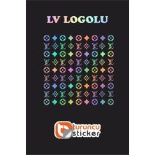 Turuncu Sticker LV Desen Sticker 20x20 Cm - Araç -Motor - Laptop - Kask Etiket
