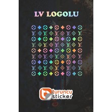 Turuncu Sticker LV Desen Sticker 20x20 Cm - Araç -Motor - Laptop - Kask Etiket