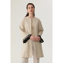 Gusto Kolları Püskül Keten Kaftan - Bej