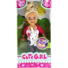 Uravas Store Cute Girl Tavşan Figürlü Sarışın Mini Bebek