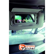 Turuncu Sticker Hologram Çok Güzelsin - Kalpli Araba Güneşlik Ayna Yazısı -etiket Sticker 8x2cm