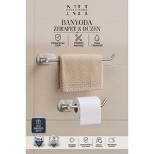 Nakra Home 2'li Paslanmaz Çelik Yapışkanlı Havlu Askısı ve Tuvalet Kağıtlığı | Delmeden Montaj Neme Dayanıklı Havluluk
