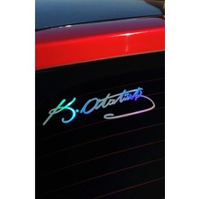 Turuncu Sticker Hologram Renk Gazi Mustafa Kemal Atatürk Imza Oto Araba