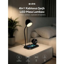 S-Link SL-CW21 Siyah Telefon Uyumlu Fast Şarj 15W Ayarlanabilir LED Işıklı  Masa Lambası