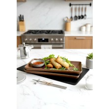 Kitchen Life Ahşap Görünümlü Dikdörtgen Sunum Kayık Tabağı 25 cm
