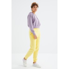 Tommy Life Limon Yüksek Bel Şardonlu 3 İplik Pamuklu Basic Kadın Eşofman Alt - 94624