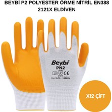Beybi Arge Toptan Pn2 Polyester Örme Nitril Eldiven 12ADET No 10 Xl