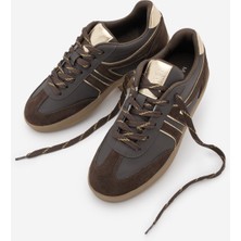 Marjin Kadın Sneaker Bağcıklı Retro Spor Ayakkabı Denor Kahve