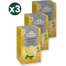 Ahmad Tea Limon ve Zencefil Karışık Bitki Meyve Çayı 20\'li 3\'li Ekonomik Paket – Toplam 60 Poşet Çay