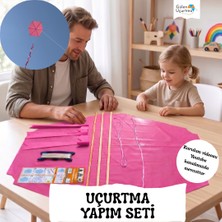 Gülen Uçurtma / Naylon Altıgen Uçurtma Yapım Seti - Ahşap Çıtalı (Orta Boy)