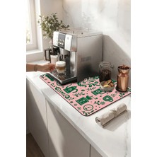 Valerine Life Kahve Espresso Makinesi Matı 35X45CM Çaycı Pad Su Geçirmez Botanik Dem