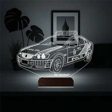 Luvivia Polis Arabası Polis Hediye Kişiye Özel 3D Lamba - Masa Gece Lambası