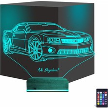 Luvivia Spor Araba Camaro Kişiye Özel 3D Lamba - Masa Gece Lambası