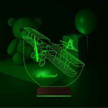 Luvivia Pırpır Uçak Pilot Kişiye Özel 3D Lamba - Masa Gece Lambası
