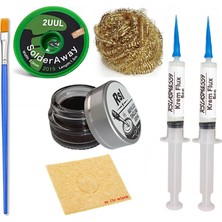 Smnr Havya  Ucu Temizleme Kremi,süngeri,teli,2uul 2,0mm Lehim Emme Teli Krem Flux Yüzey Lehim Temizleme SETI13