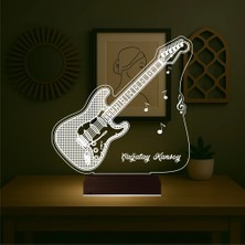 Luvivia Elektro Gitar Gitarist Rock Müzik Kişiye Özel 3D Lamba - Masa Gece Lambası