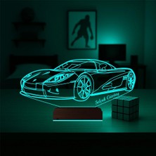 Luvivia Spor Araba Ferrari Tasarım Kişiye Özel 3D Lamba - Masa Gece Lambası