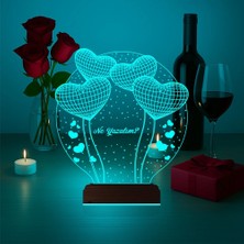 Luvivia Kalp Sevgiliye Hediye Kişiye Özel 3D Lamba - Masa Gece Lambası